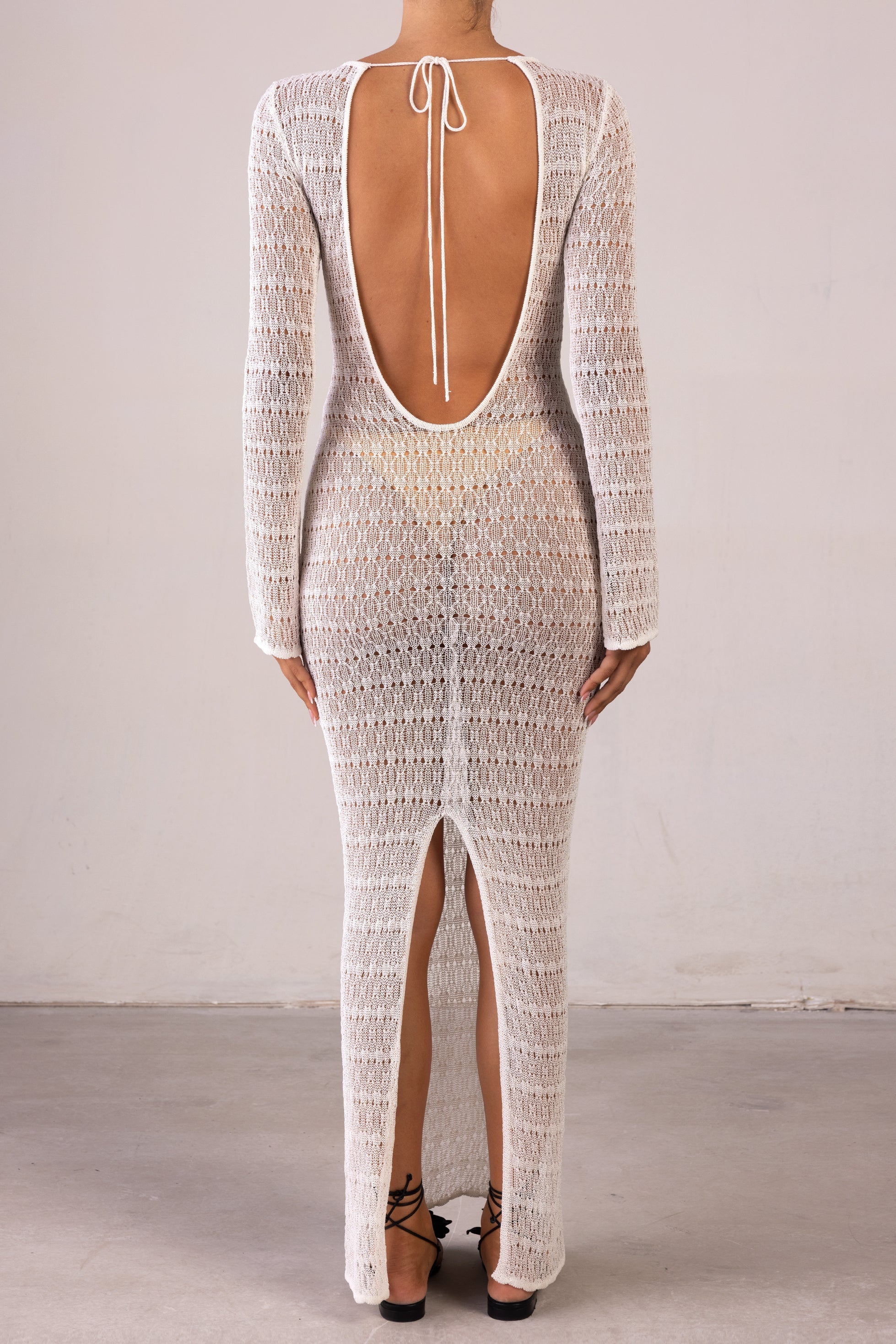 Keyhole Crochet Dress (Cream/Black)