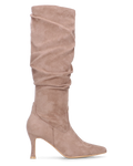 RONIE - stivale alto in camoscio beige effetto arricciato