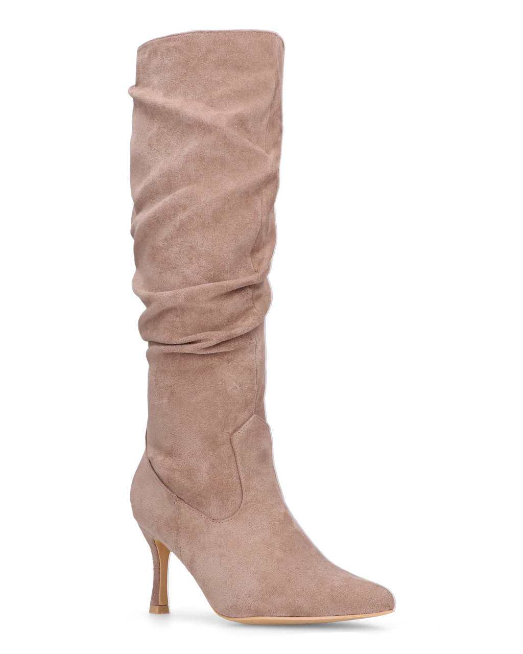 RONIE - stivale alto in camoscio beige effetto arricciato