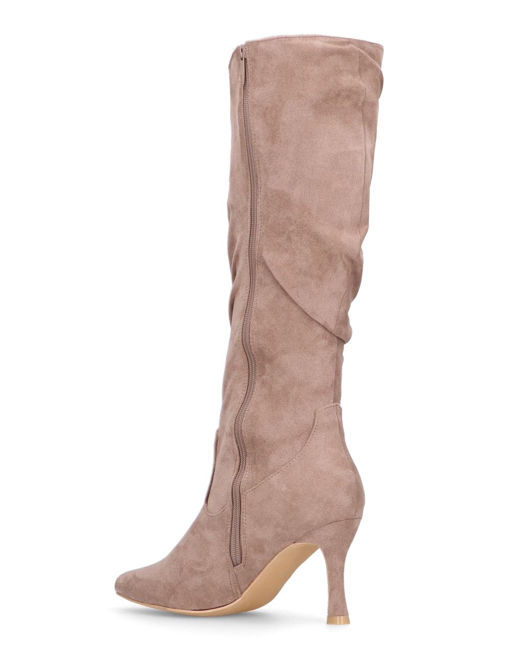 RONIE - stivale alto in camoscio beige effetto arricciato