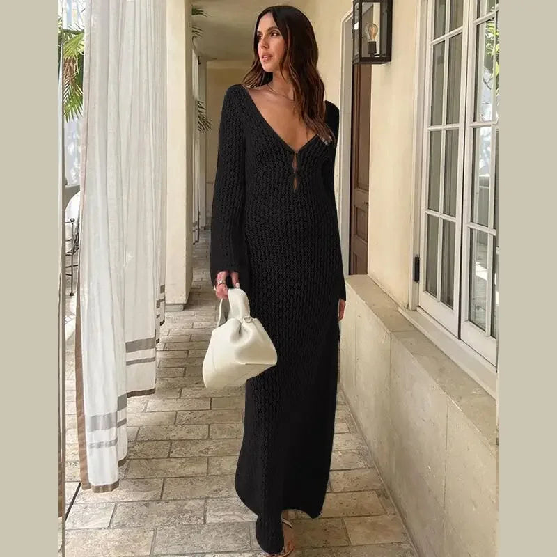 Midnight Breeze Knit Cover-Up Dress