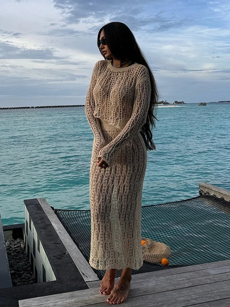 Enchanting Elegance Crochet Skirt Suit