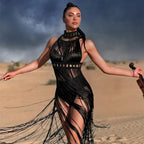 Bohemian crochet knitted beach cover-up swimwear by 64b136-1e, featuring lightweight, stylish crochet design perfect for summer beachwear.