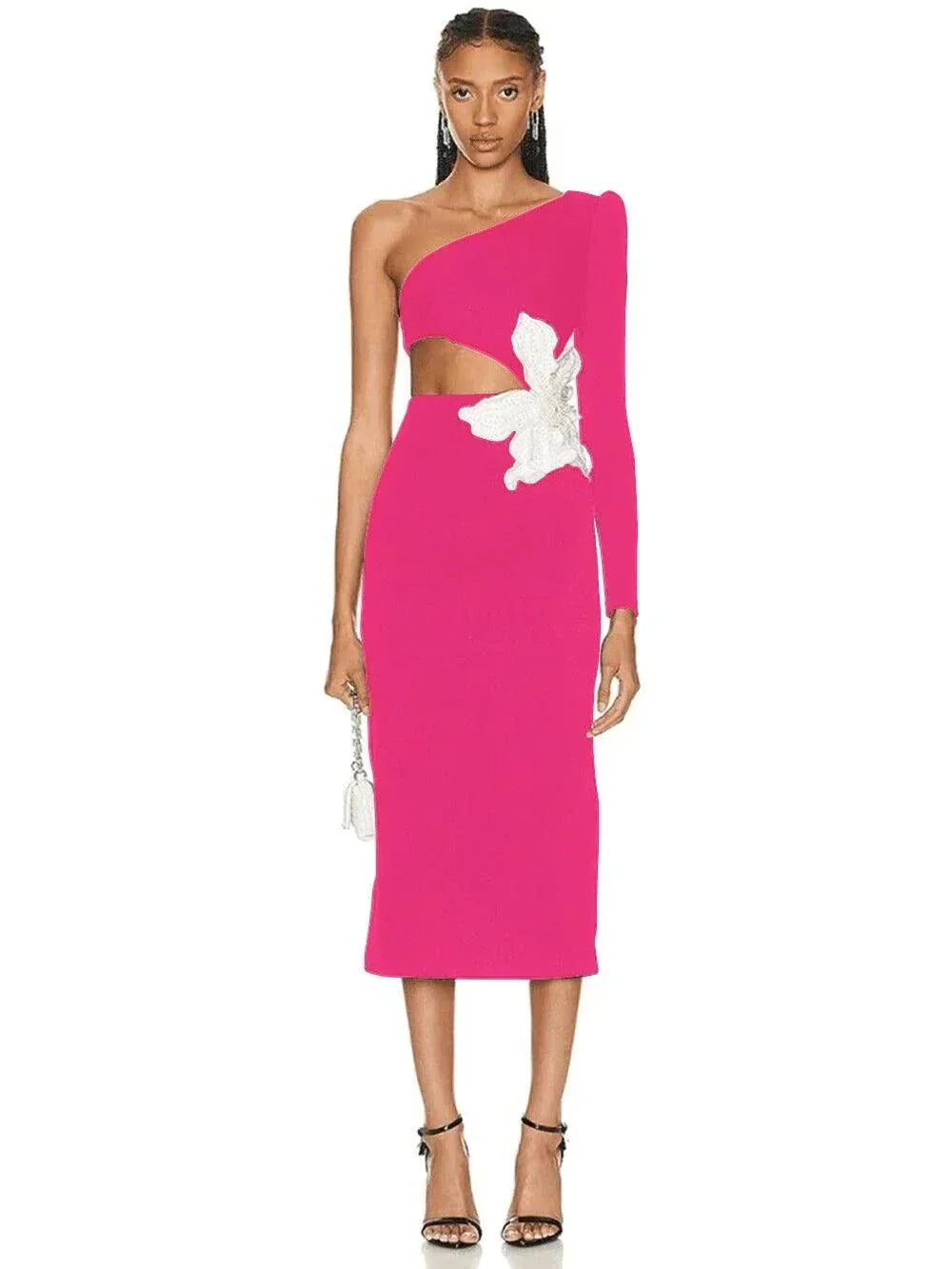 Midnight Blossom Asymmetrical Dress