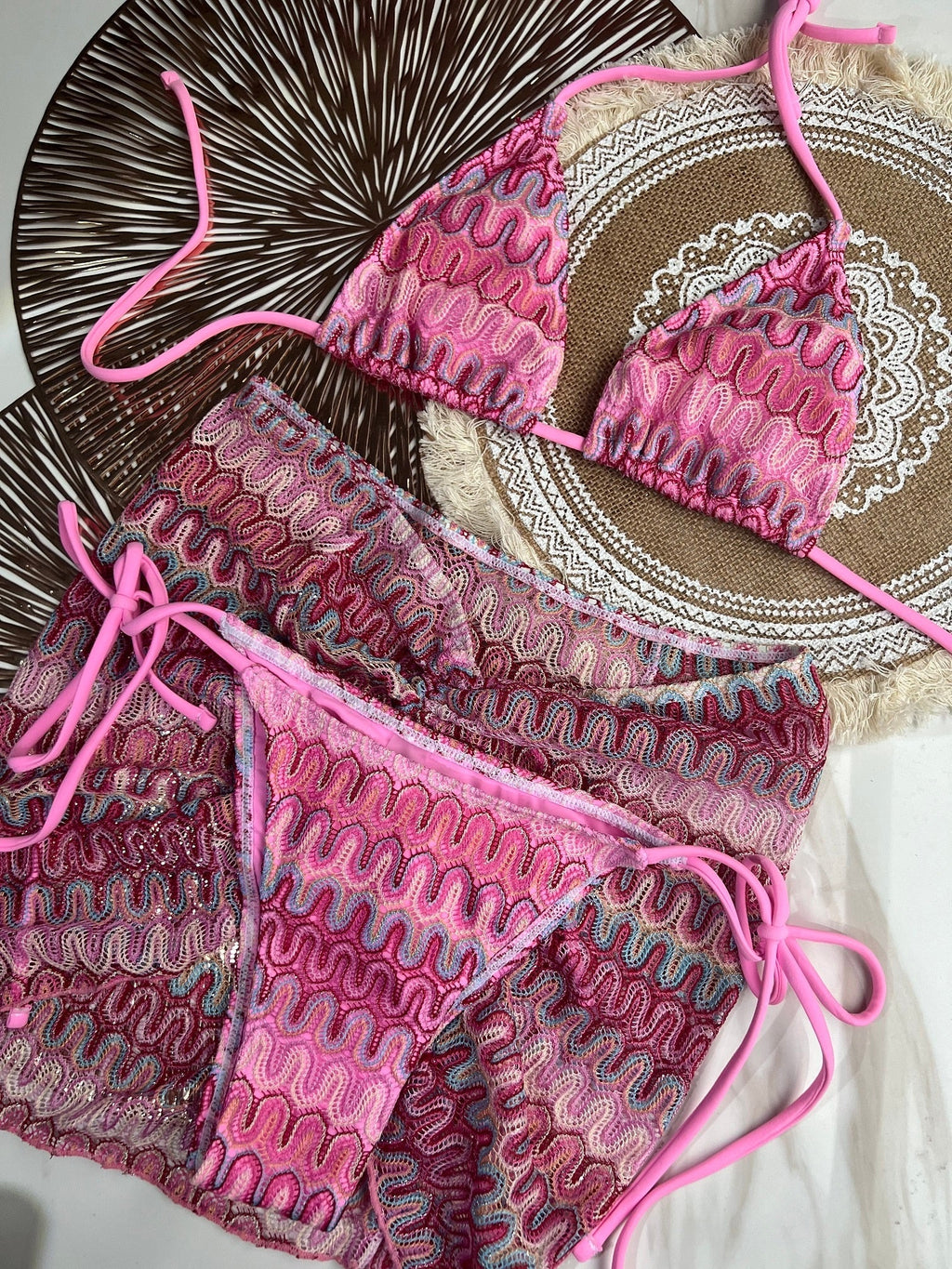 Zigzag 3 Piece boho bikini set - multiple colors available