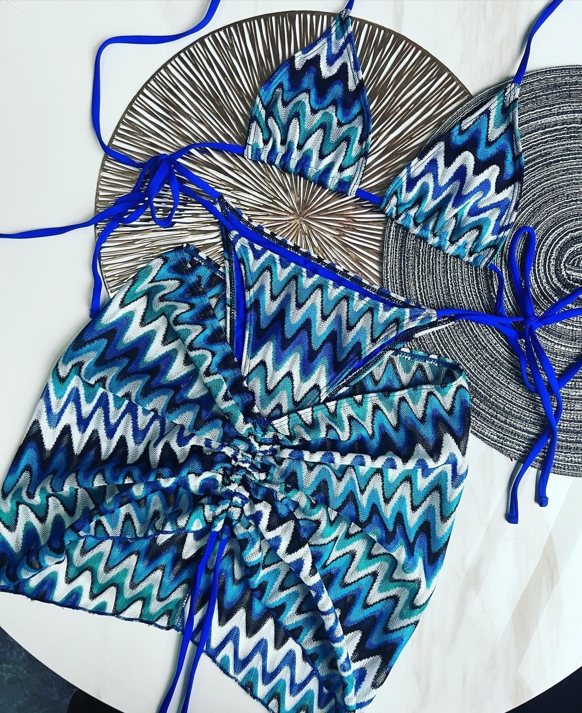 Zigzag 3 Piece boho bikini set - multiple colors available