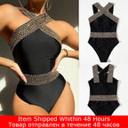 Colorful detailed one-piece swimwear by 64b136-1e featuring intricate patterns and multiple style options in the image.