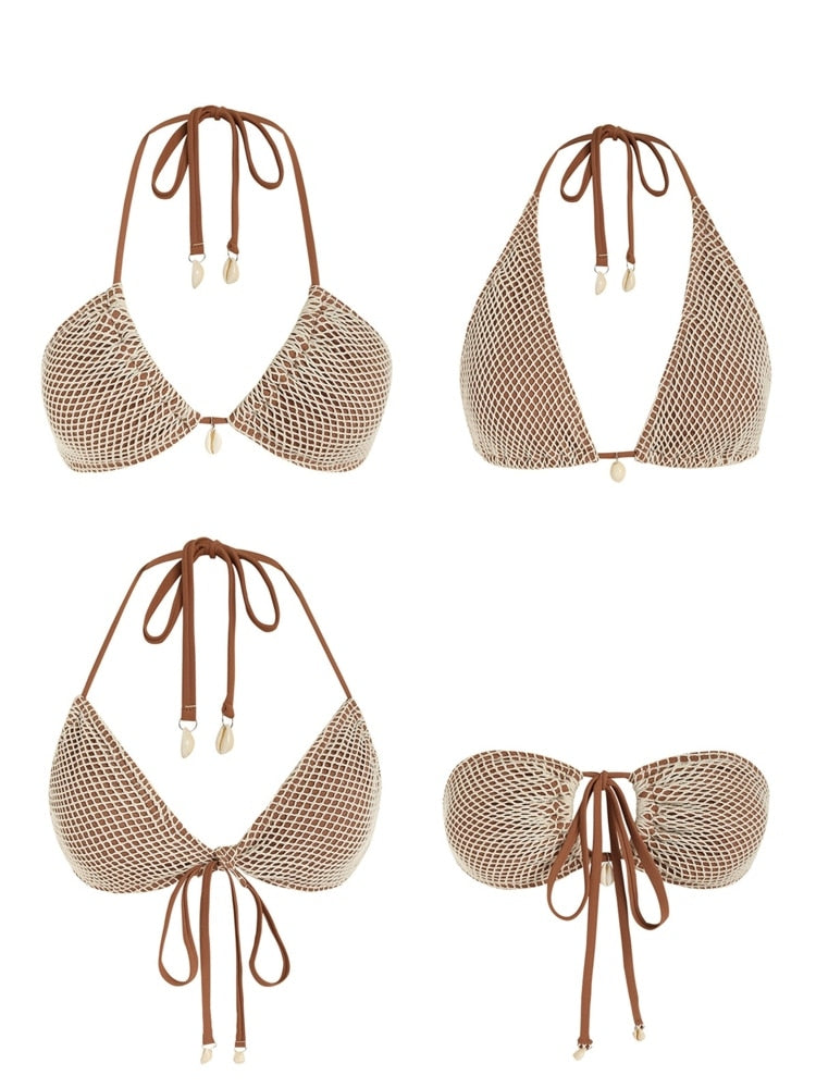 Contrast Fishnet Bikini set