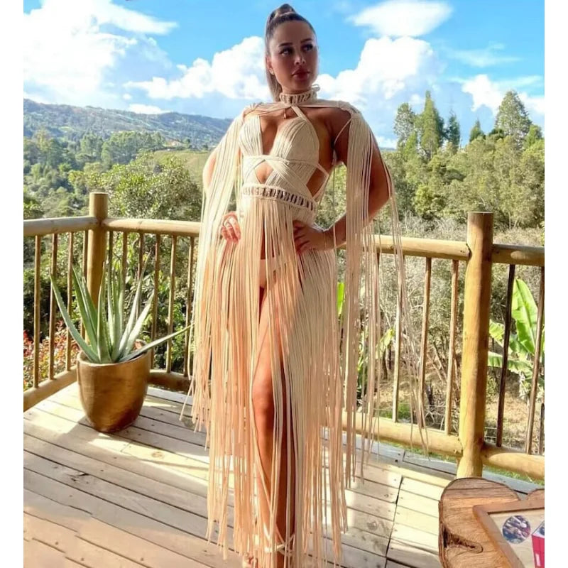 Bohemian Crochet Knitted Beach Cover Up