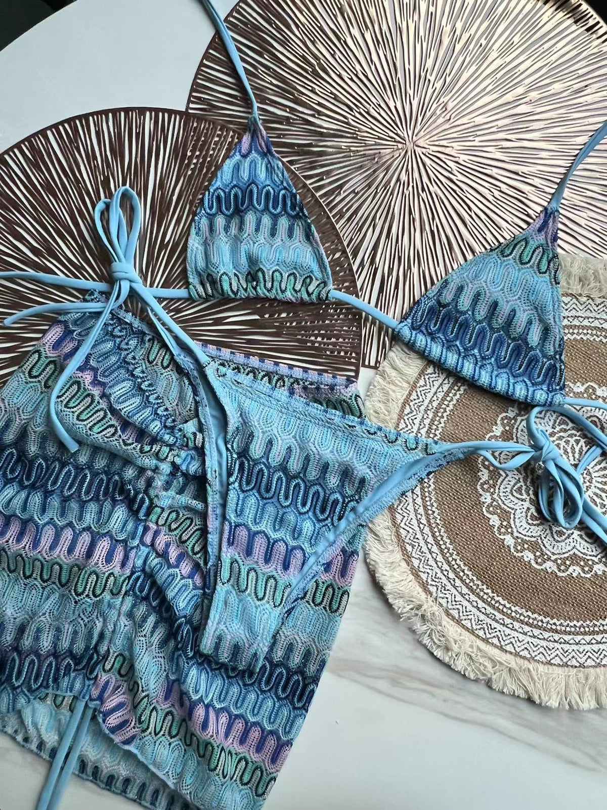 Zigzag 3 Piece boho bikini set - multiple colors available