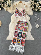 Two-piece knitted beach set by 64b136-1e featuring a stylish top and matching shorts for summer beachwear.