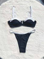 Two-piece and one-piece push-up swimwear by 64b136-1e, featuring stylish, supportive swimwear designs with vibrant colors.