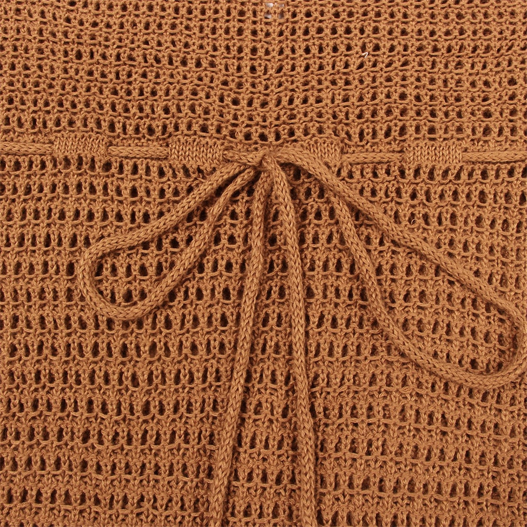 Tassel Knitted Crochet Tunic Beach Cover Up Dress