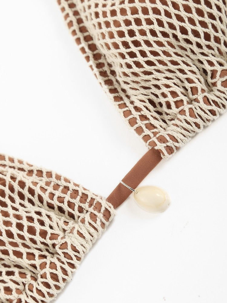 Contrast Fishnet Bikini set