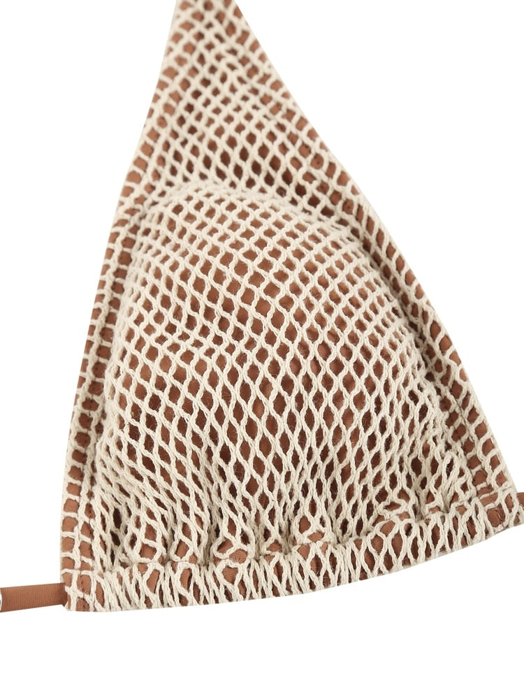 Contrast Fishnet Bikini set