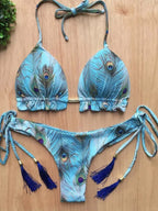 Boho tassel bottom bikini in various prints by 64b136-1e, featuring a stylish swimwear design with tassel details.