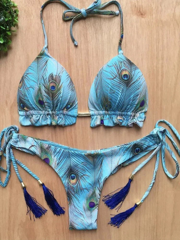 Boho Tassel Bottom Bikinis - multiple prints