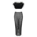 Feathered Elegance Two-Piece Party Set