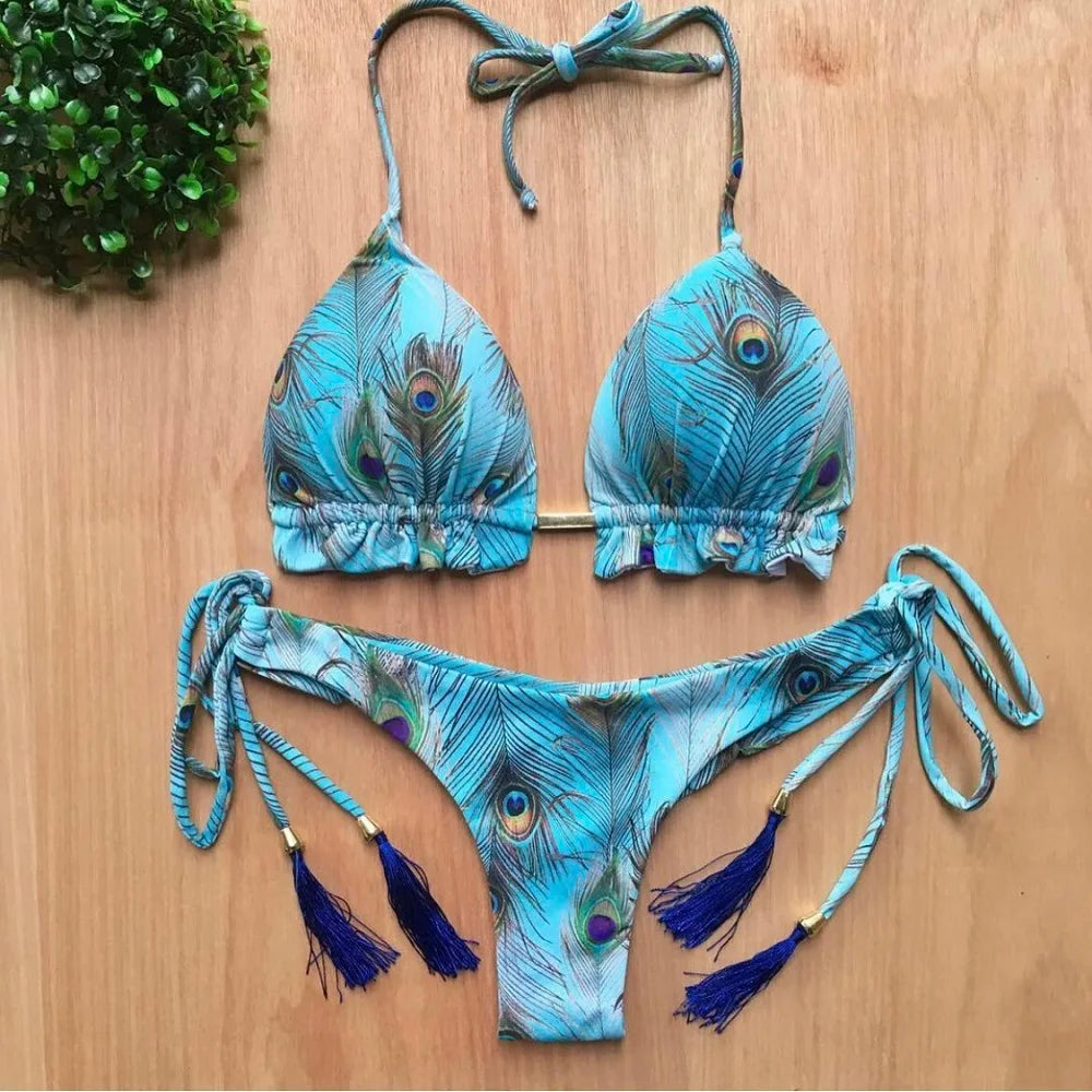 Boho Tassel Bottom Bikinis - multiple prints