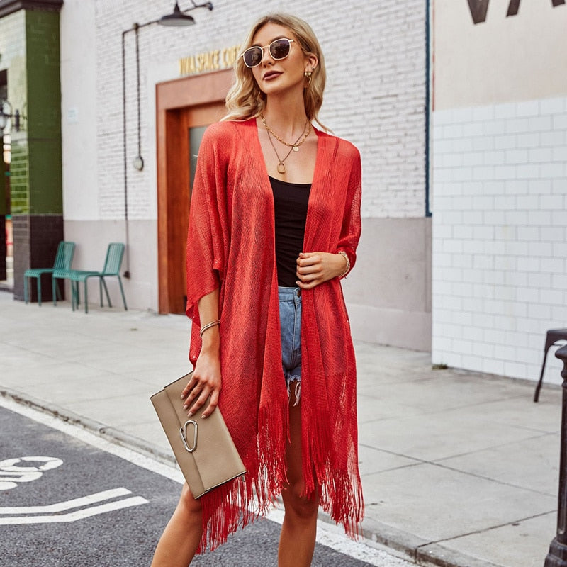 Tassel See through Bikini Beach Cover Up
