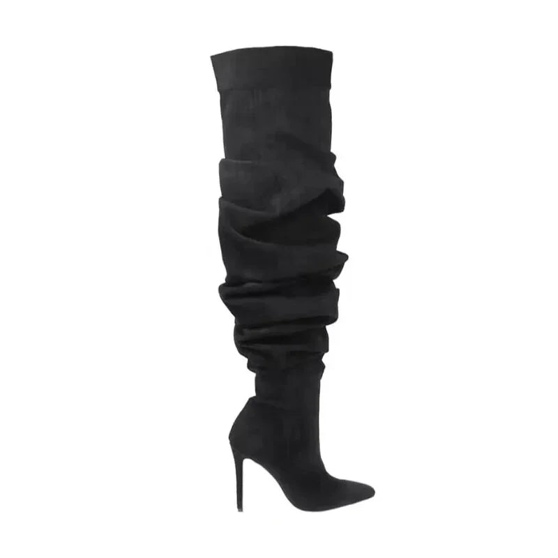 Paloma Suede Pleated Pointed Boots