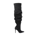 Paloma Suede Pleated Pointed Boots