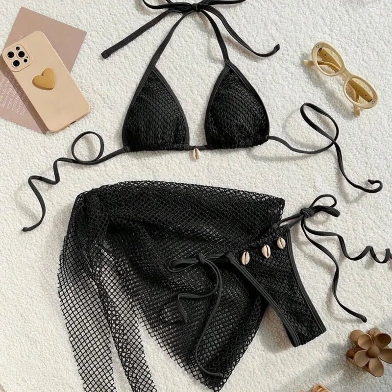 Three-Piece Bikini Set - 4 colors