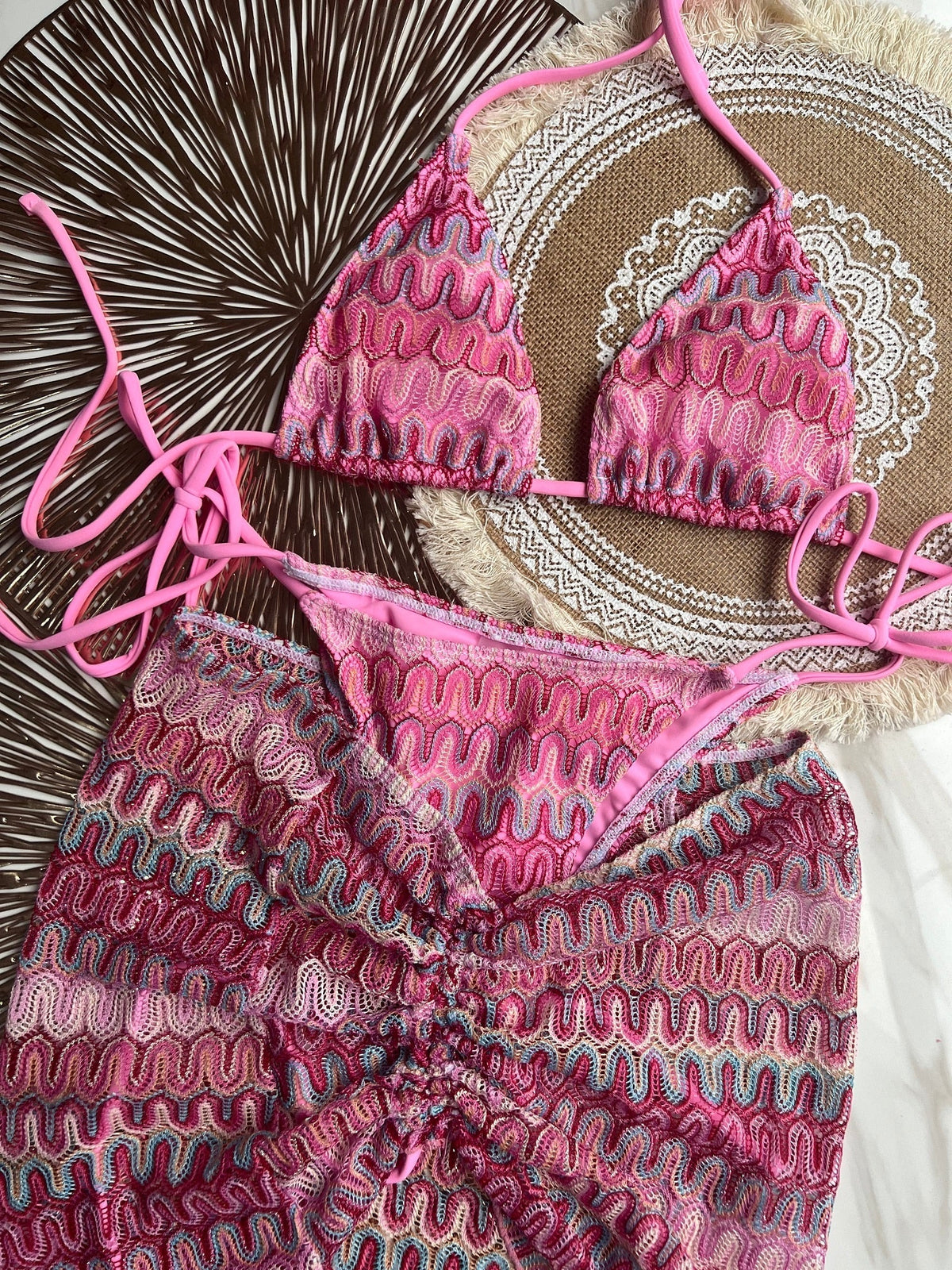 Zigzag 3 Piece boho bikini set - multiple colors available