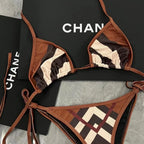 Boho bikini imitation 2-piece swimwear set in trendy patterns, featuring stylish tops and bottoms for beach or pool days.