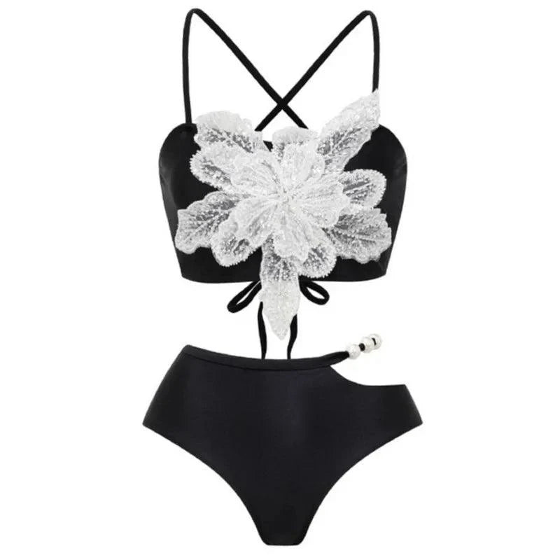 OUINA FLOWER SWIMWEAR AND RUFFLED SKIRT