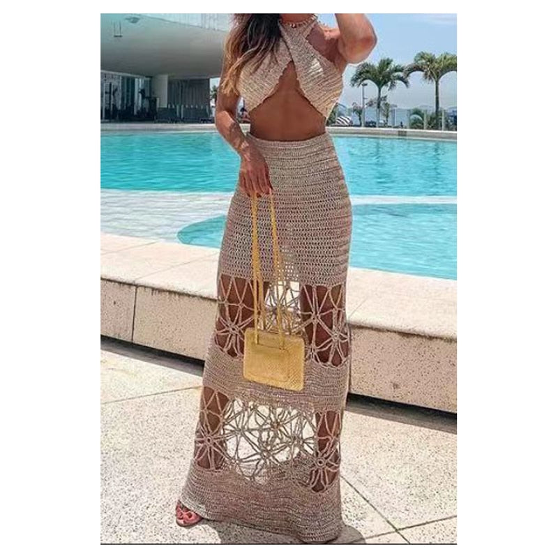 Crochet Crossed Top & skirt set