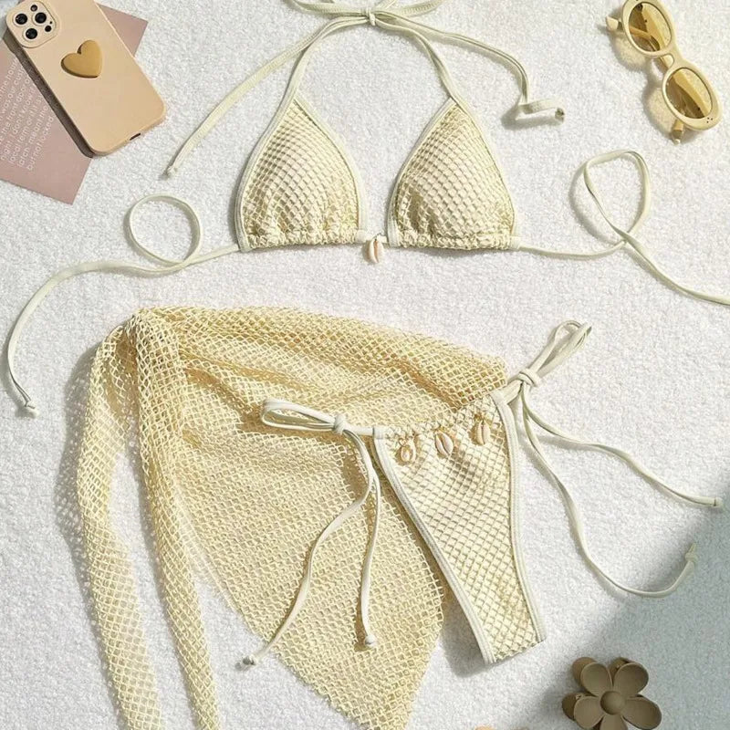 Three-Piece Bikini Set - 4 colors