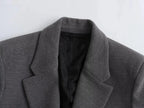 LARA Elegant Solid Gray Wool Blazer