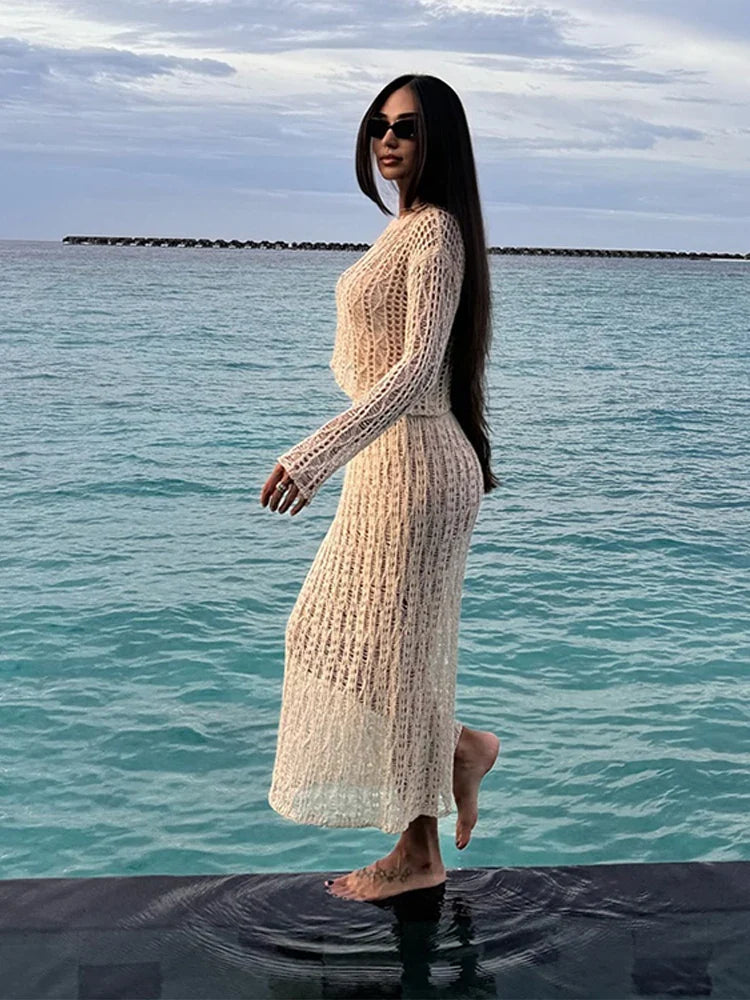 Enchanting Elegance Crochet Skirt Suit