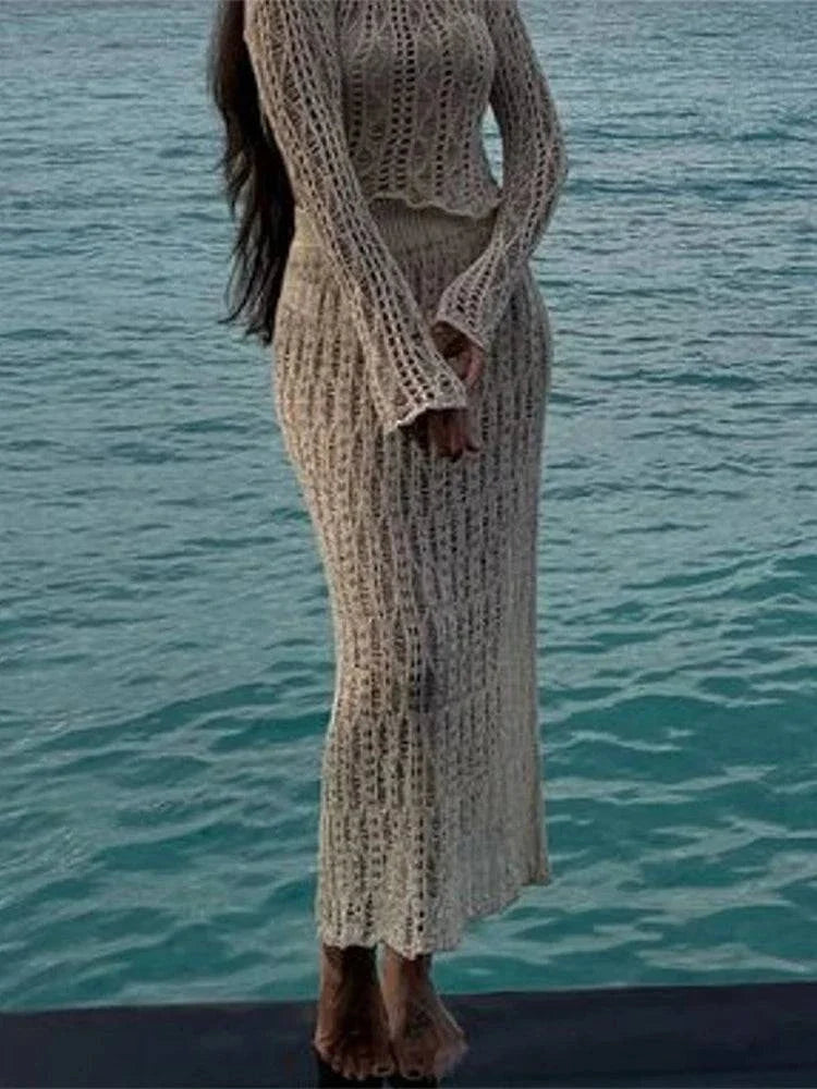 Enchanting Elegance Crochet Skirt Suit