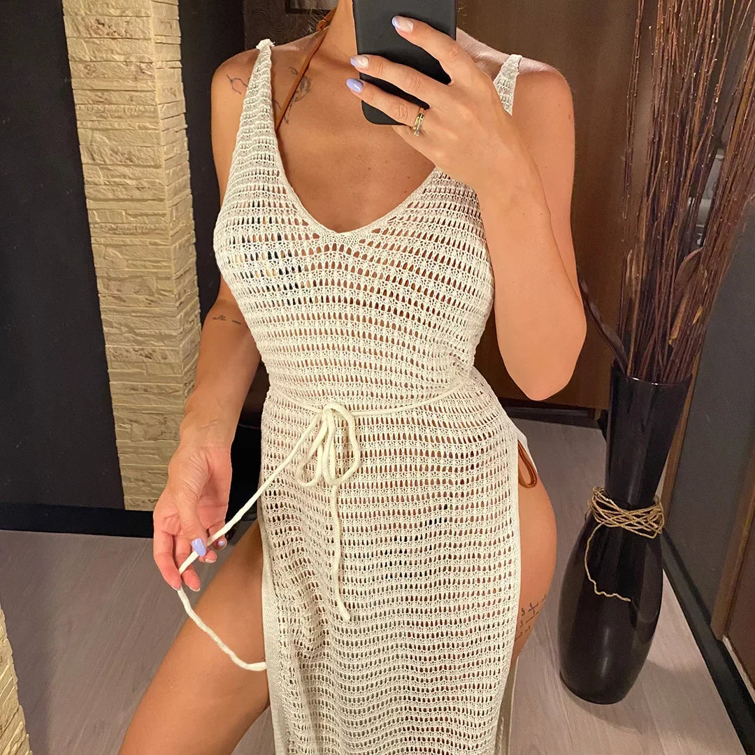 Fringe Crochet Tunic Beach Cover Dress - White or Black