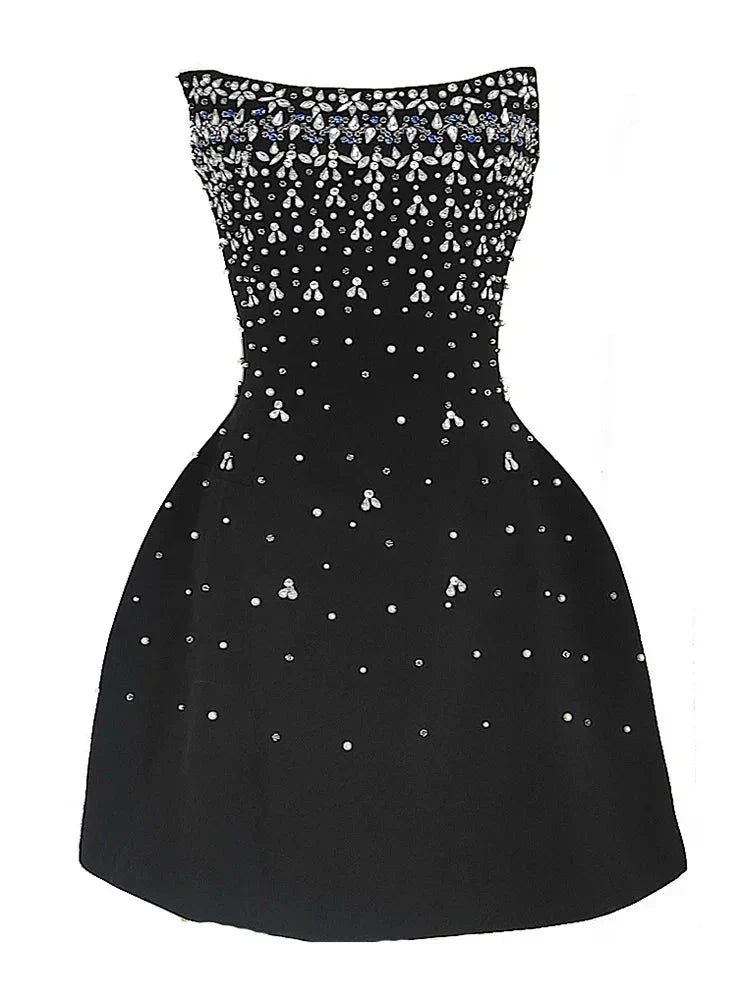Parisian Glam Diamond-Spliced Mini Dress