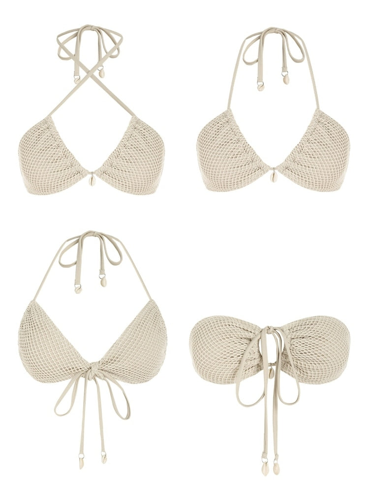Contrast Fishnet Bikini set