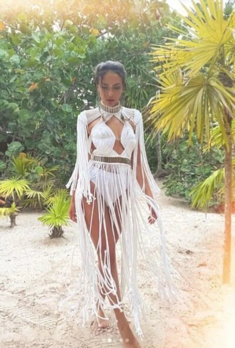 Bohemian Crochet Knitted Beach Cover Up