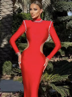Scarlet Envy Turtleneck Midi Bodycon Dress