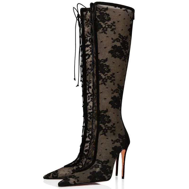 Celestia Noir Lace Boots