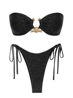 Colorful 64b136-1e ring bandeau bikini swimwear in multiple colors, featuring a stylish bandeau design and sleek fit.