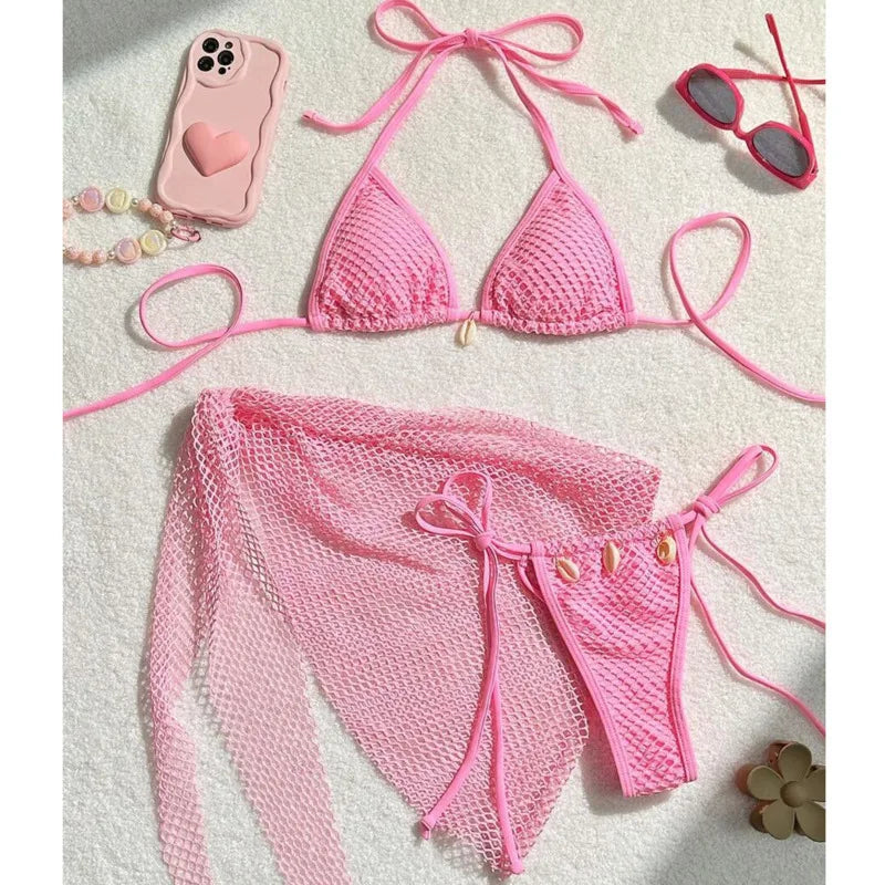Three-Piece Bikini Set - 4 colors
