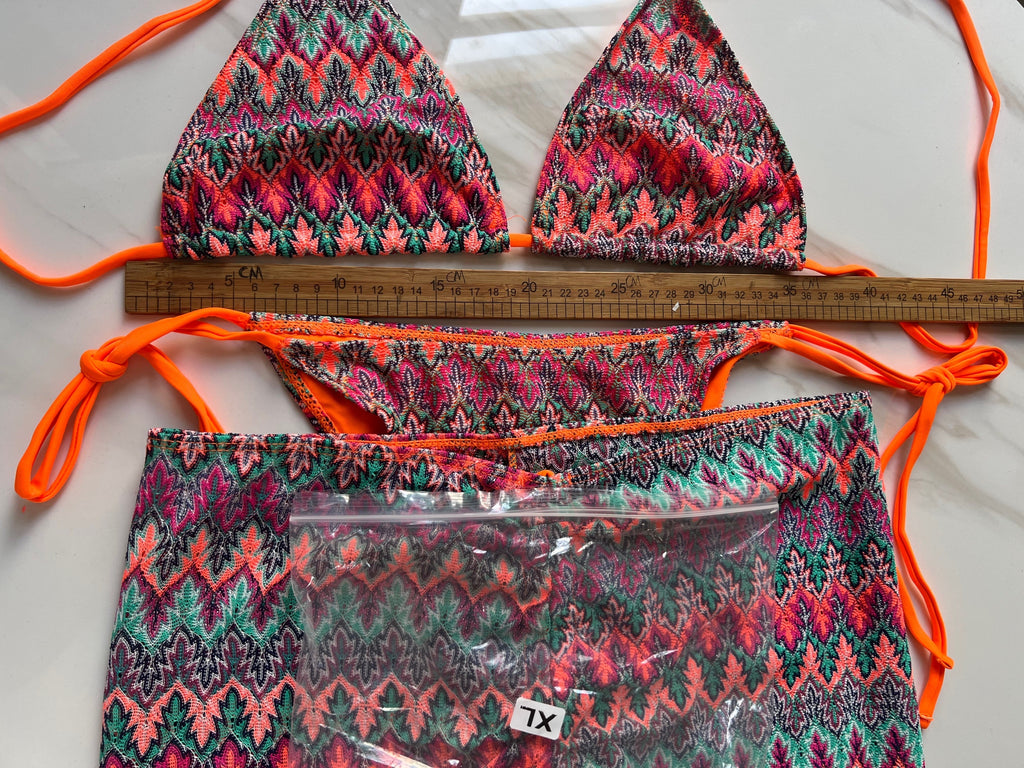Zigzag 3 Piece boho bikini set - multiple colors available