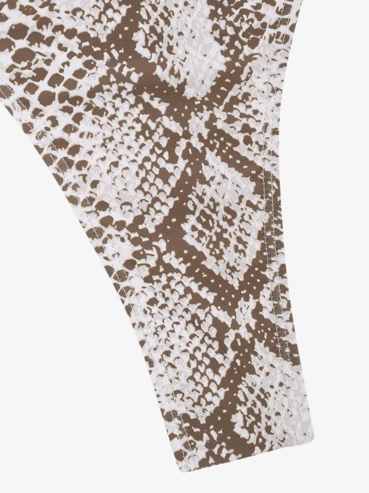 Criss Cross Snake Print Thong Bikini