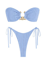 Colorful 64b136-1e ring bandeau bikini swimwear displayed on a model, featuring a sleek design and vibrant multiple color options.