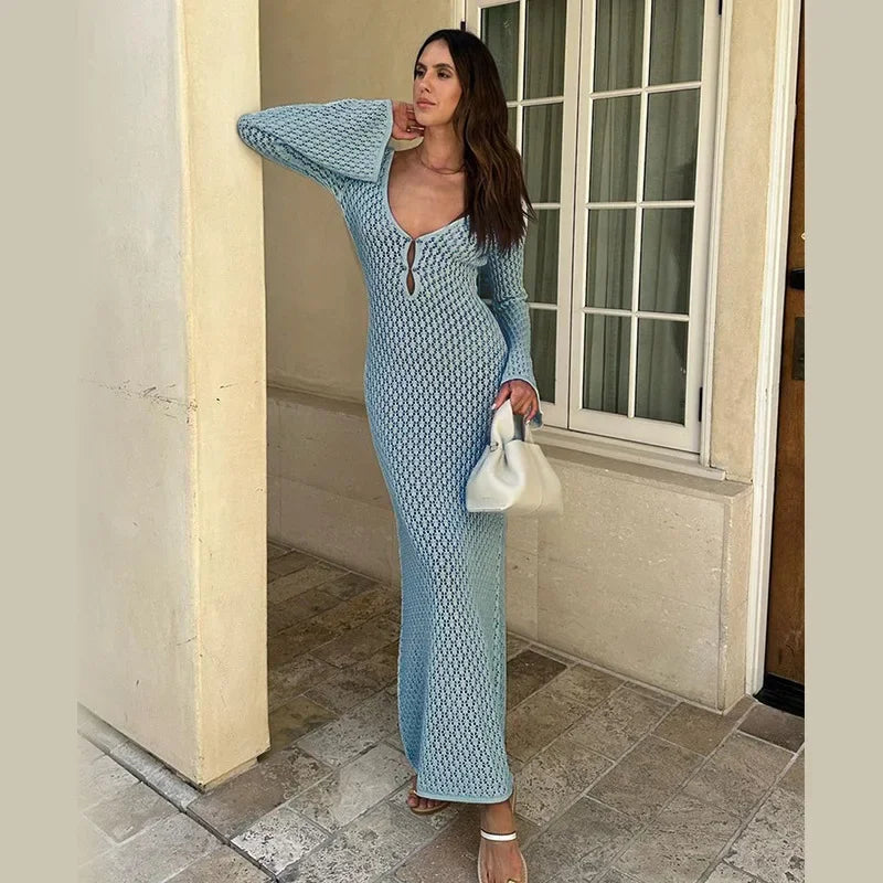 Midnight Breeze Knit Cover-Up Dress