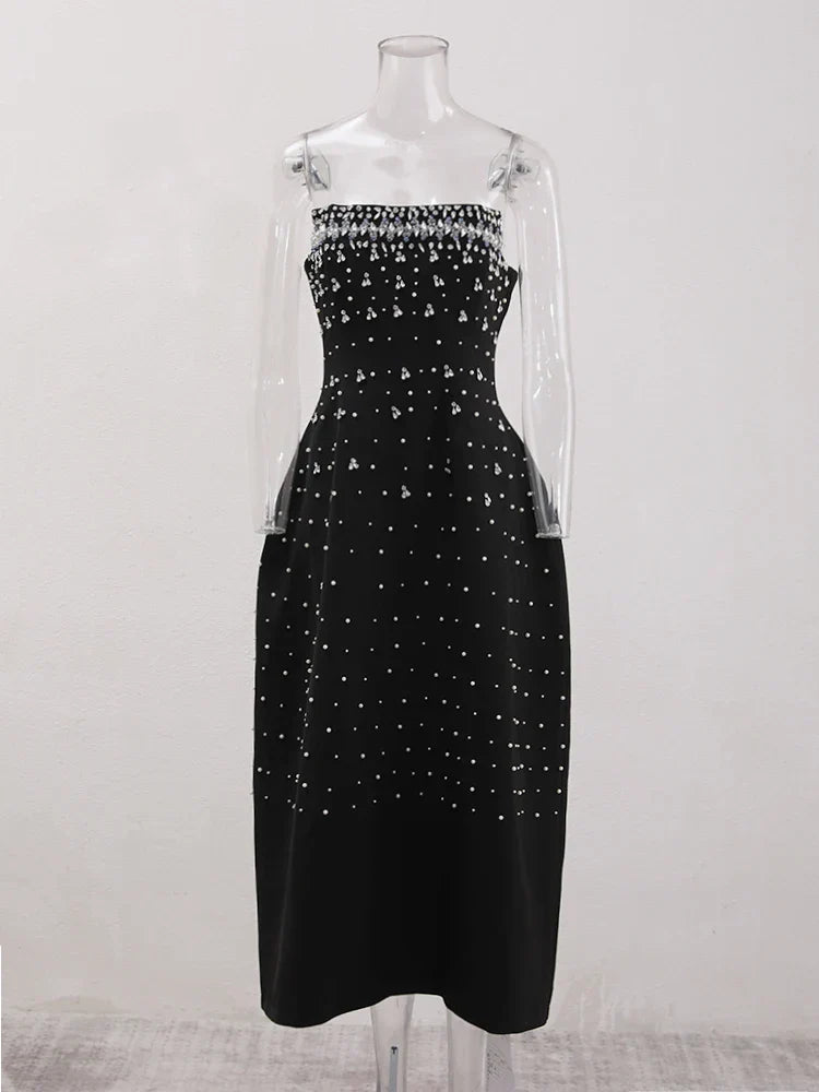 Parisian Glam Diamond-Spliced Mini Dress