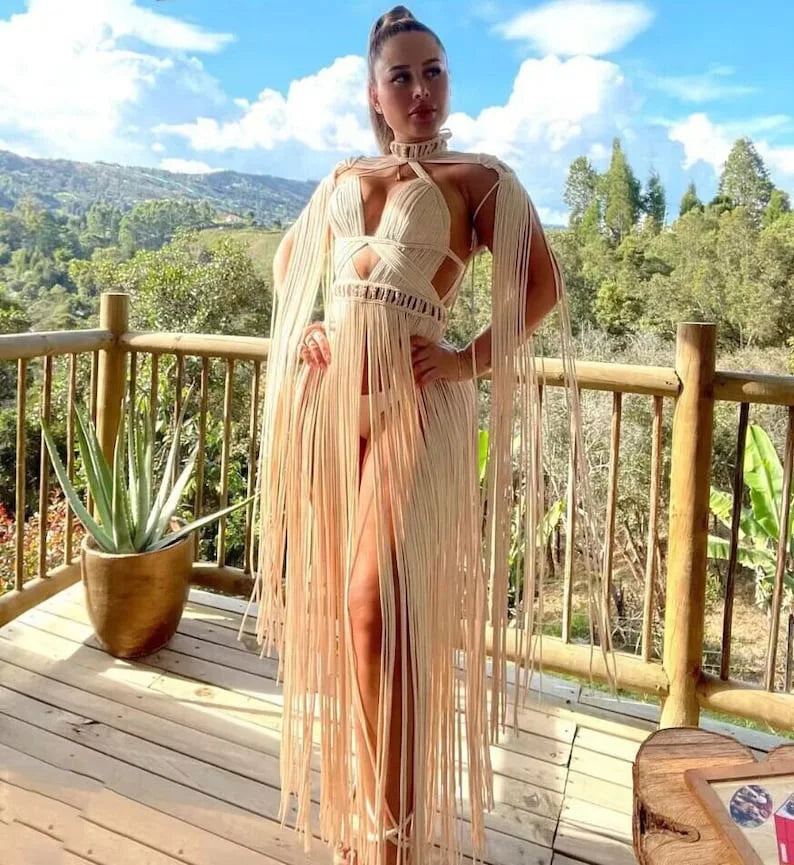 Bohemian Crochet Knitted Beach Cover Up