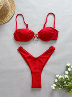 Colorful push-up bikini swimwear by 64b136-1e featuring padded cups and adjustable straps, available in multiple vibrant shades.